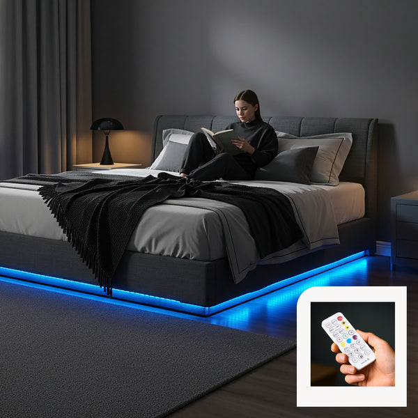 LED Polsterbett Tröstiar mit Matratze [en.casa]