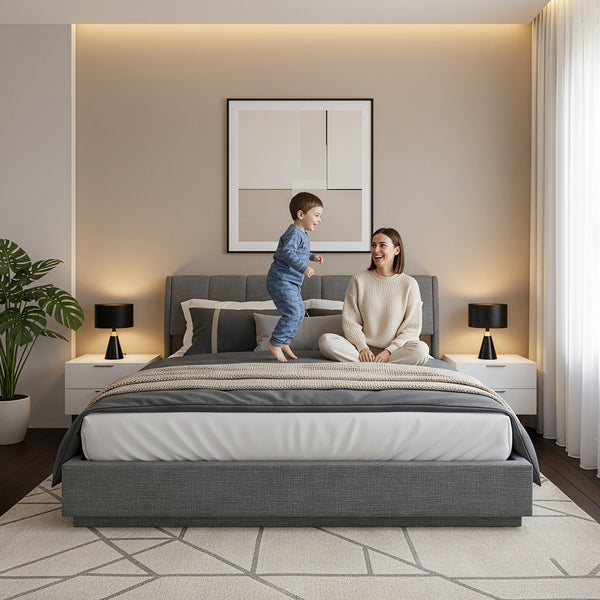 LED Polsterbett Tröstiar mit Matratze [en.casa]