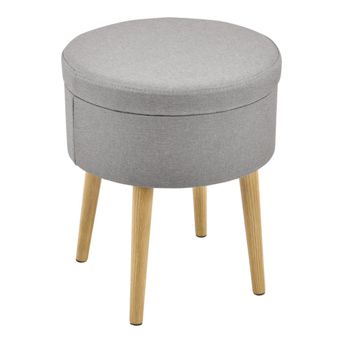 Beistelltisch Aurere Ø 36 cm Polster mit Staumraum Holz Natur/Grau en.casa