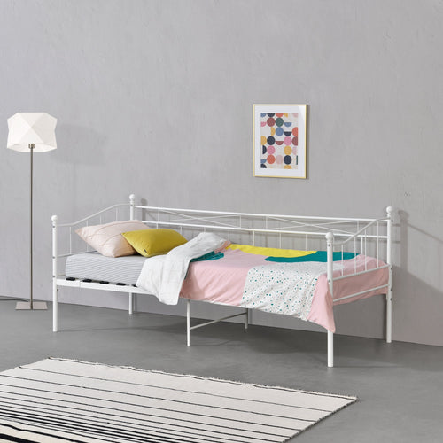 Metallbett Arjeplog 90x200 cm bis 150 kg versch. Farben en.casa