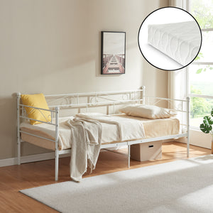 Metallbett Granada mit Matratze 90x200 cm Stahl [en.casa]