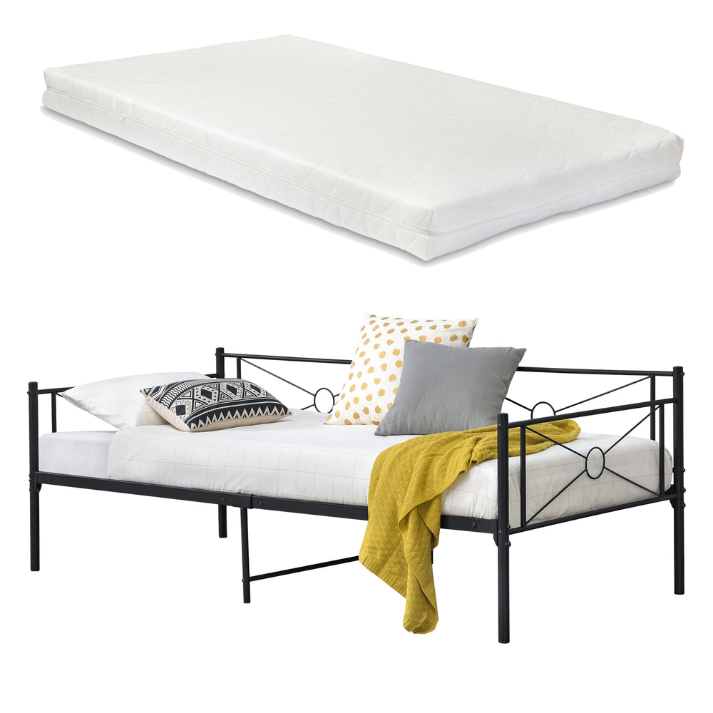Metallbett Alvesta 90x200 cm mit Kaltschaummatratze versch. Farben en.casa