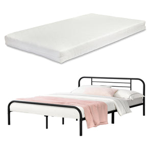Metallbett Atammik mit Kaltschaummatratze in versch. Größen Schwarz en.casa
