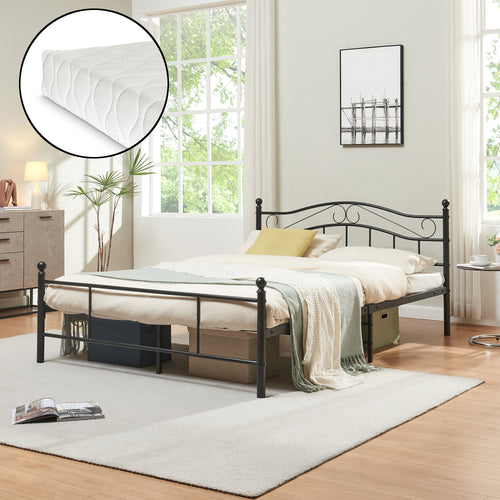 Metallbett Florenz mit Matratze [en.casa] - premiumXL