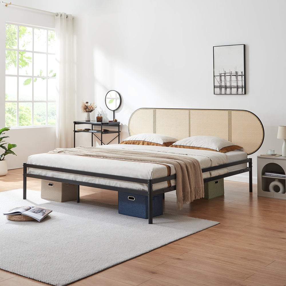 Metallbett Linköping mit ovalem Kopfteil [en.casa]