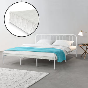 Metallbett Hanko mit Matratze in versch. Größen Weiß en.casa