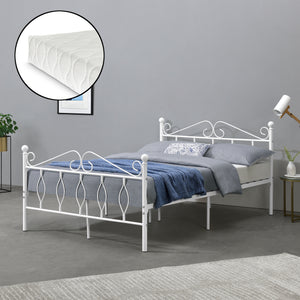 Metallbett Apolda mit Matratze versch. Größen bis 300kg Weiß [en.casa]