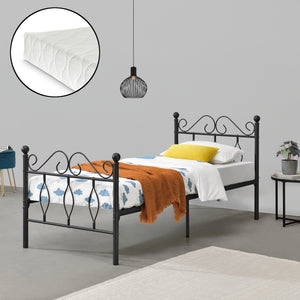 Metallbett Apolda mit Kaltschaummatratze in verschiedenen Größen Schwarz en.casa