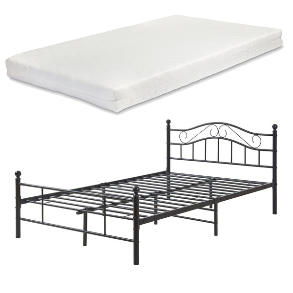 Metallbett Florenz 120x200 cm mit/ohne Kaltschaummatratze versch. Farben [en.casa]