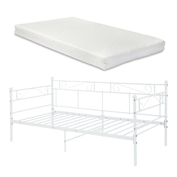 Metallbett Granada mit Matratze 90x200 cm Stahl [en.casa]