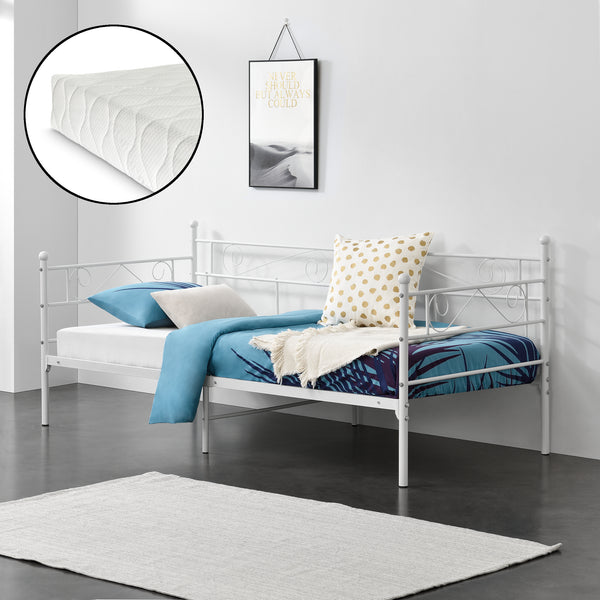 Metallbett Kerava 90x200 cm mit Kaltschaummatratze versch. Farben en.casa