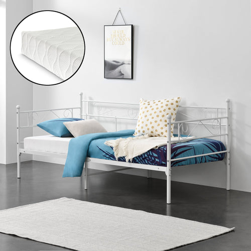 Metallbett Kerava 90x200 cm mit Kaltschaummatratze versch. Farben en.casa