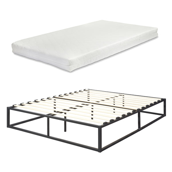 Metallbett Kreta mit Kaltschaummatratze Schwarz in versch. Größen [en.casa]