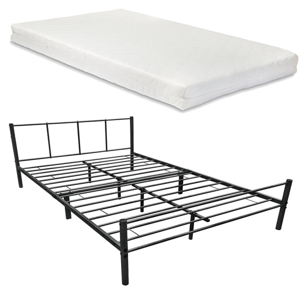 Metallbett Laos mit Matratze Schwarz [en.casa]