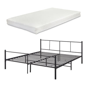 Metallbett Laos mit Matratze Schwarz [en.casa]