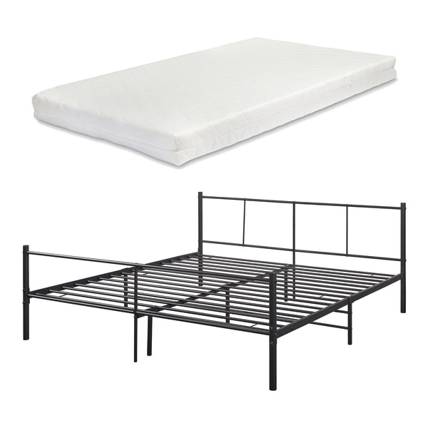 Metallbett Laos mit Matratze Schwarz [en.casa]