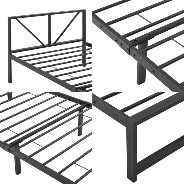 Metallbett Meran Stahl Schwarz [en.casa]