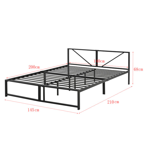 Metallbett Meran mit Matratze Stahl Schwarz [en.casa]