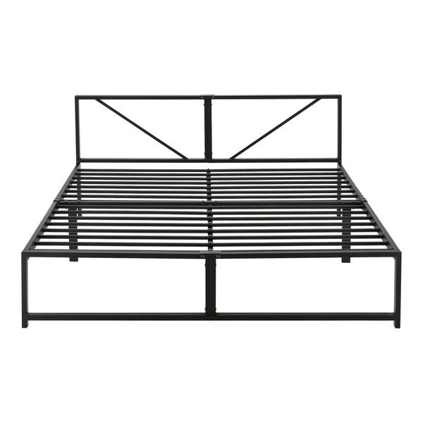 Metallbett Meran mit Matratze Stahl Schwarz [en.casa]
