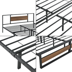 Metallbett Villach in versch. Größen Schwarz Walnuss-Optik [en.casa]