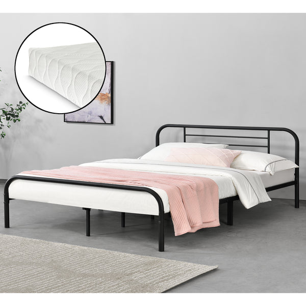 Metallbett Atammik mit Kaltschaummatratze in versch. Größen Schwarz en.casa