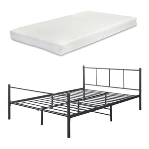 Metallbett mit Kaltschaummatratze Laos Schwarz [en.casa]
