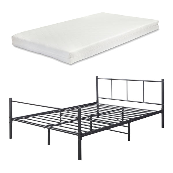 Metallbett mit Kaltschaummatratze Laos Schwarz [en.casa]
