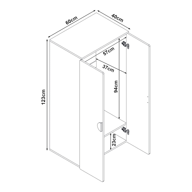 Maßskizze Kinderkleiderschrank Sandnes 123x60x40 cm [en.casa]