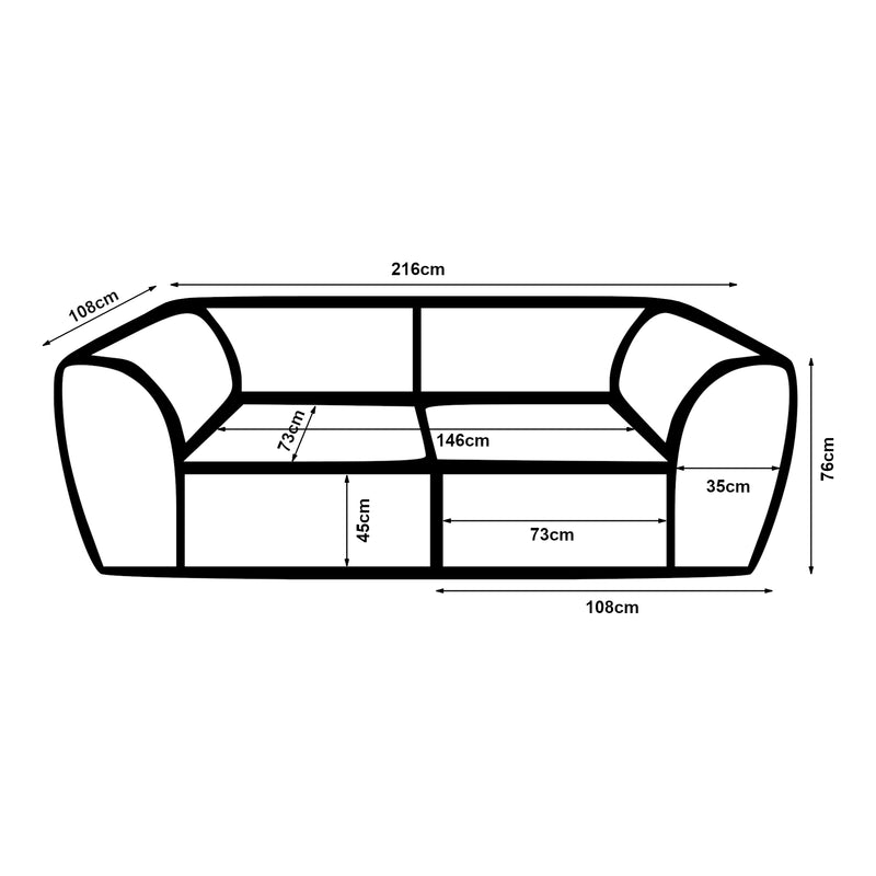 Maßskizze Modular Sofa Hurvas [en.casa]