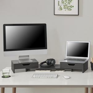 Monitorständer Marttila mit 2 Schubladen 60x22x11cm in versch. Farben [en.casa] - premiumXL