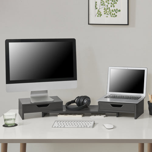 Monitorständer Marttila mit 2 Schubladen 60x22x11cm in versch. Farben [en.casa] - premiumXL