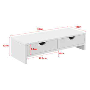 Monitorständer Mänttä mit 2 Schubladen 50x18x13cm in versch. Farben [en.casa]