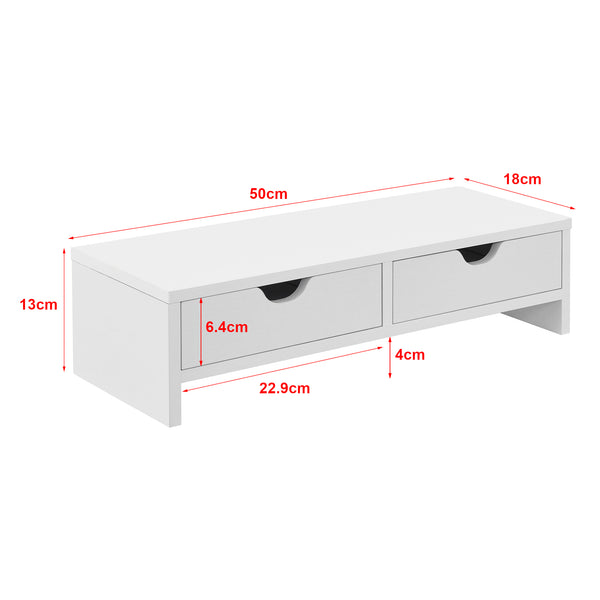 Monitorständer Mänttä mit 2 Schubladen 50x18x13cm in versch. Farben [en.casa]