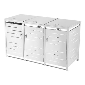 Mülltonnen Verkleidung Fahrenwalde für 1/2/3 Tonnen Edelstahl Silber [en.casa]