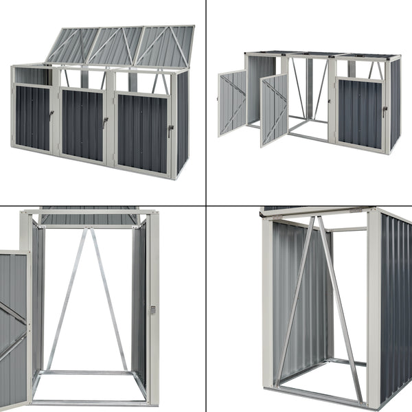 Mülltonnenbox Tarbek für 1/2/3/4 Tonnen Stahl verzinkt Anthrazit in versch. Größen [en.casa]