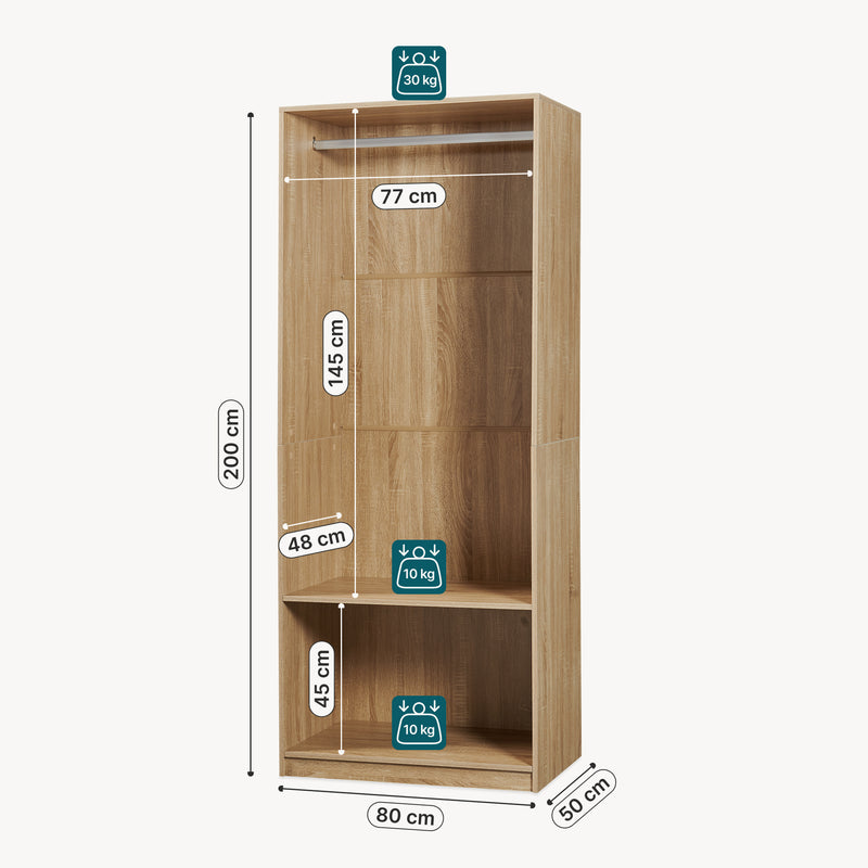 Maßskizze Offener Kleiderschrank Vippsaki [en.casa]