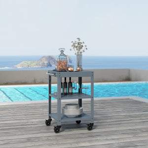 Outdoor Servierwagen Bolognano Stahl 81x50x50 cm [casa.pro]