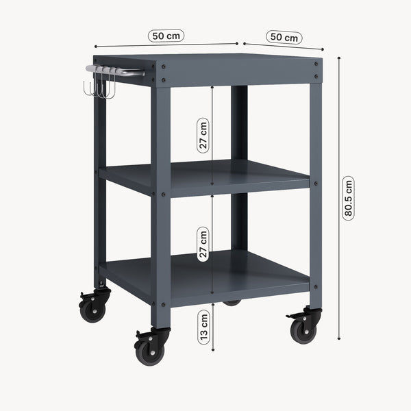 Outdoor Servierwagen Bolognano Stahl 81x50x50 cm [casa.pro]