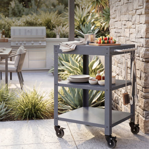 Outdoor Servierwagen Bolognano Stahl 81x50x50 cm [casa.pro]