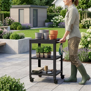 Outdoor Servierwagen Bolognano Stahl 81x50x50 cm [casa.pro]