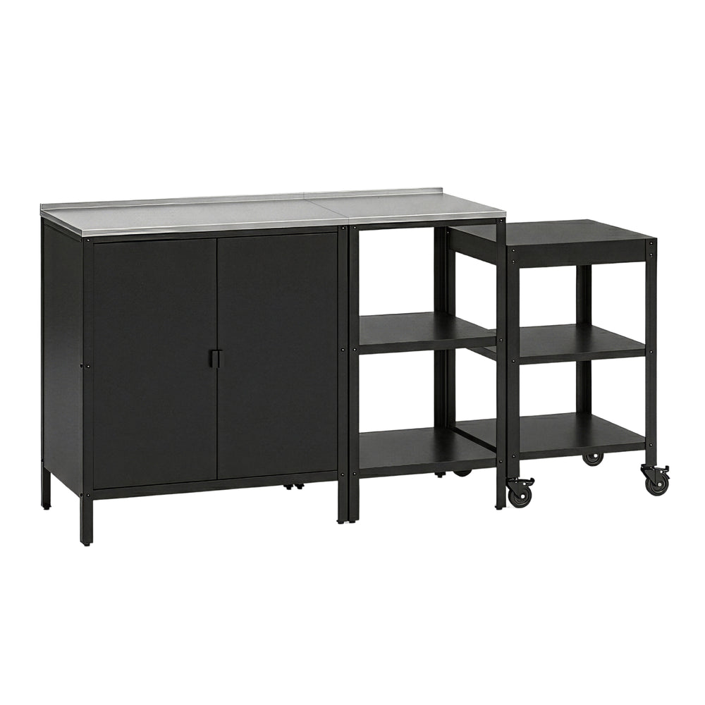 Outdoorset Bolognano Standregal Schrank und Servierwagen [casa.pro]