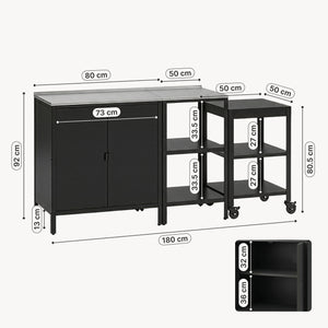 Outdoorset Bolognano Standregal Schrank und Servierwagen [casa.pro]