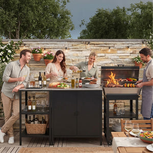Outdoorset Bolognano Standregal Schrank und Servierwagen [casa.pro]