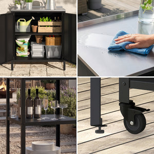 Outdoorset Bolognano Standregal Schrank und Servierwagen [casa.pro]