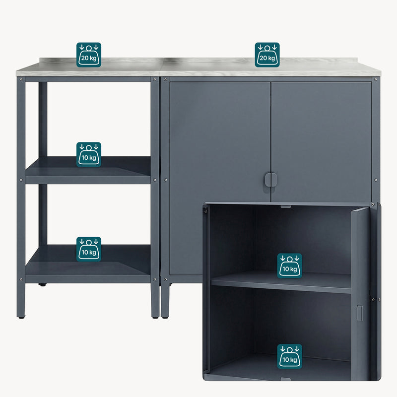 Maßskizze Outdoorset Bolognano Standregal und Schrank [casa.pro]