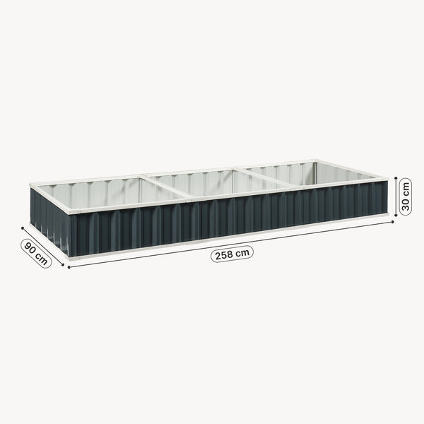 Hochbeet Albrandswaard 258x90x30 cm Anthrazit [en.casa]