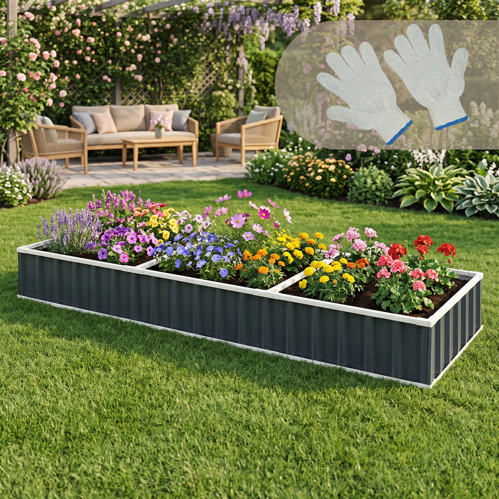 Hochbeet Albrandswaard 258x90x30 cm Anthrazit [en.casa]