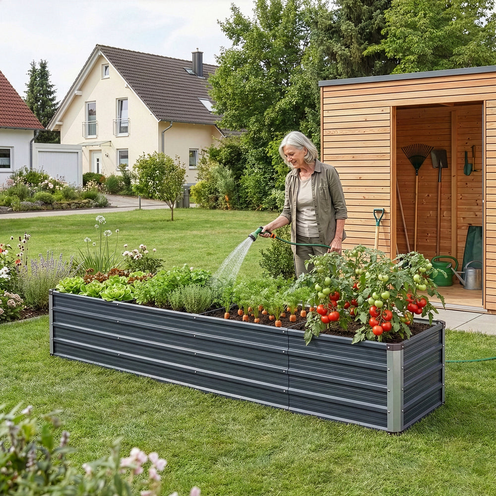 Pflanzbeet Nijmegen mit Mittelstrebe Stahl in versch. Größen [en.casa] - premiumXL