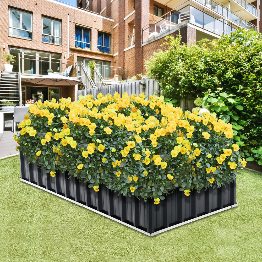 Pflanzbeet Zevenaar Stahl Anthrazitgrau in versch. Größen [en.casa] - premiumXL