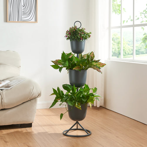 Blumenständer Alphen mit Pflanzentöpfen Metall [en.casa] - premiumXL